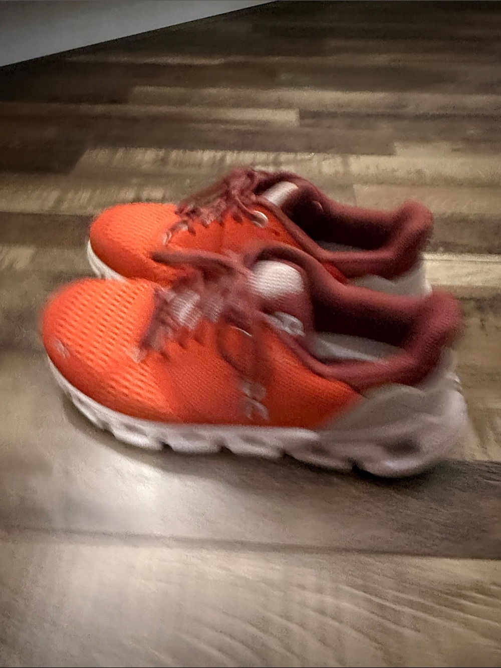 On Running orangeish and Burgundy Women's Athletic Sneakers - Picture 3 of 5